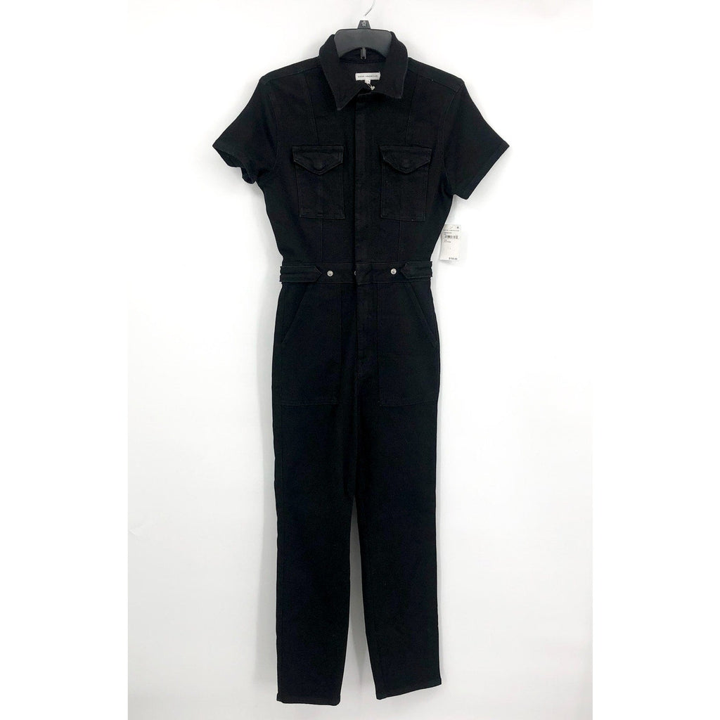 GOOD AMERICAN Women's Fit For Success Jumpsuit 1 Small Black Short Sleeve  NWT