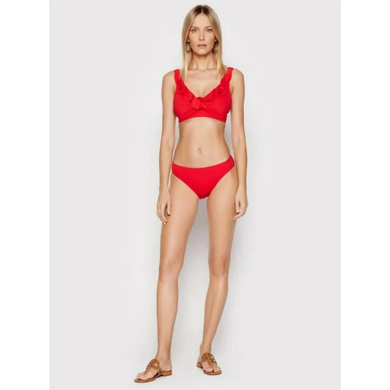 LAUREN RALPH LAUREN Hipster Bikini Bottoms Size 8 Red Beach Club Swim NWT
