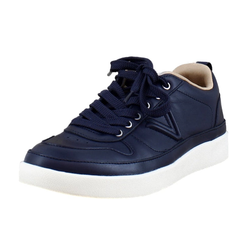 Vionic Womens Elise Casual Sneakers US 6.5 EU 36.5 Navy Blue Leather Low Top NIB