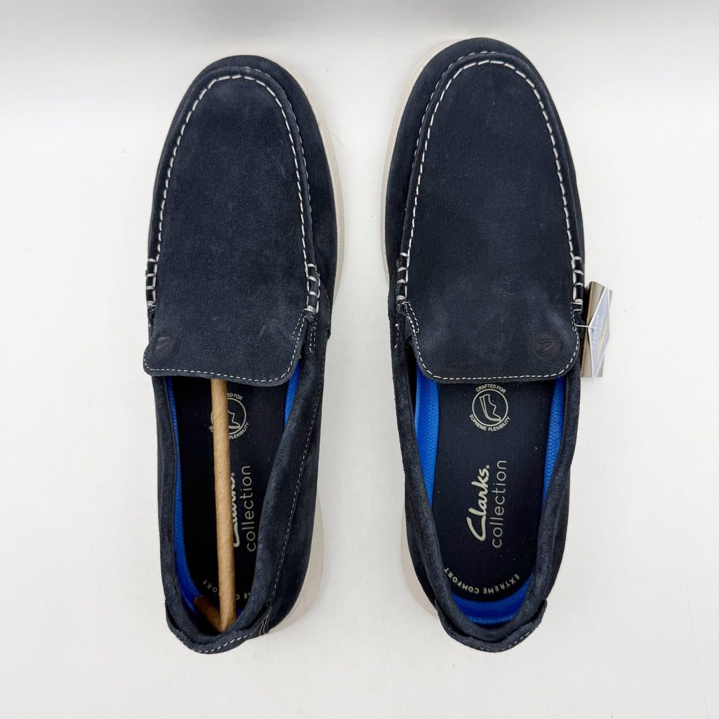 Clarks Mens Flexway Step Casual Sneakers Size 8.5 EU 41.5 Navy Blue Suede NWOB