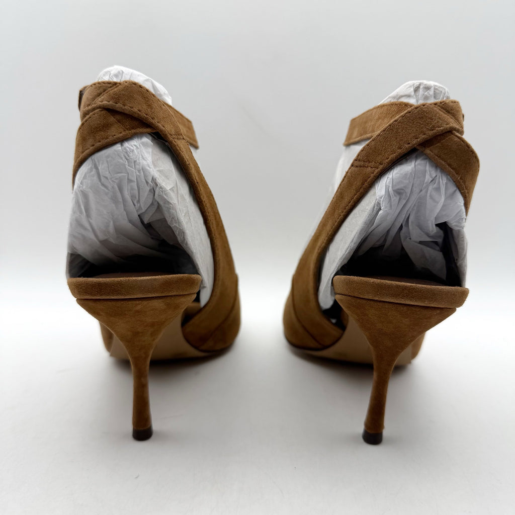 Vince Camuto Womens Pavles Ankle Strap Heeled Sandals US 6.5 M Brown Suede NIB