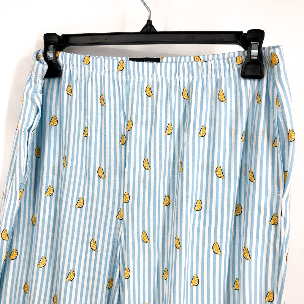 KATE SPADE Women's Citrus Striped Cropped 2-Piece Pajama Set Medium Blue NWT