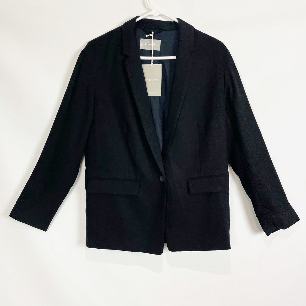 Everlane Womens The Easy Blazer Size 2 Black One Button Lyocell NWT