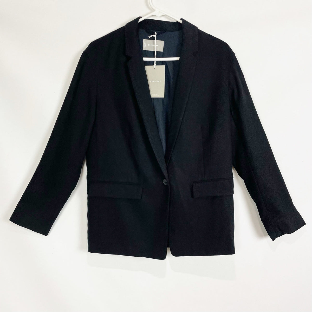 Everlane Womens The Easy Blazer Size 2 Black One Button Lyocell NWT