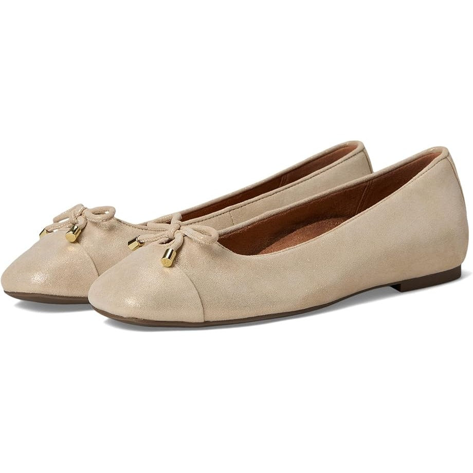 VIONIC Womens Klara Flats US 13 M EU 45 Gold Metal Leather