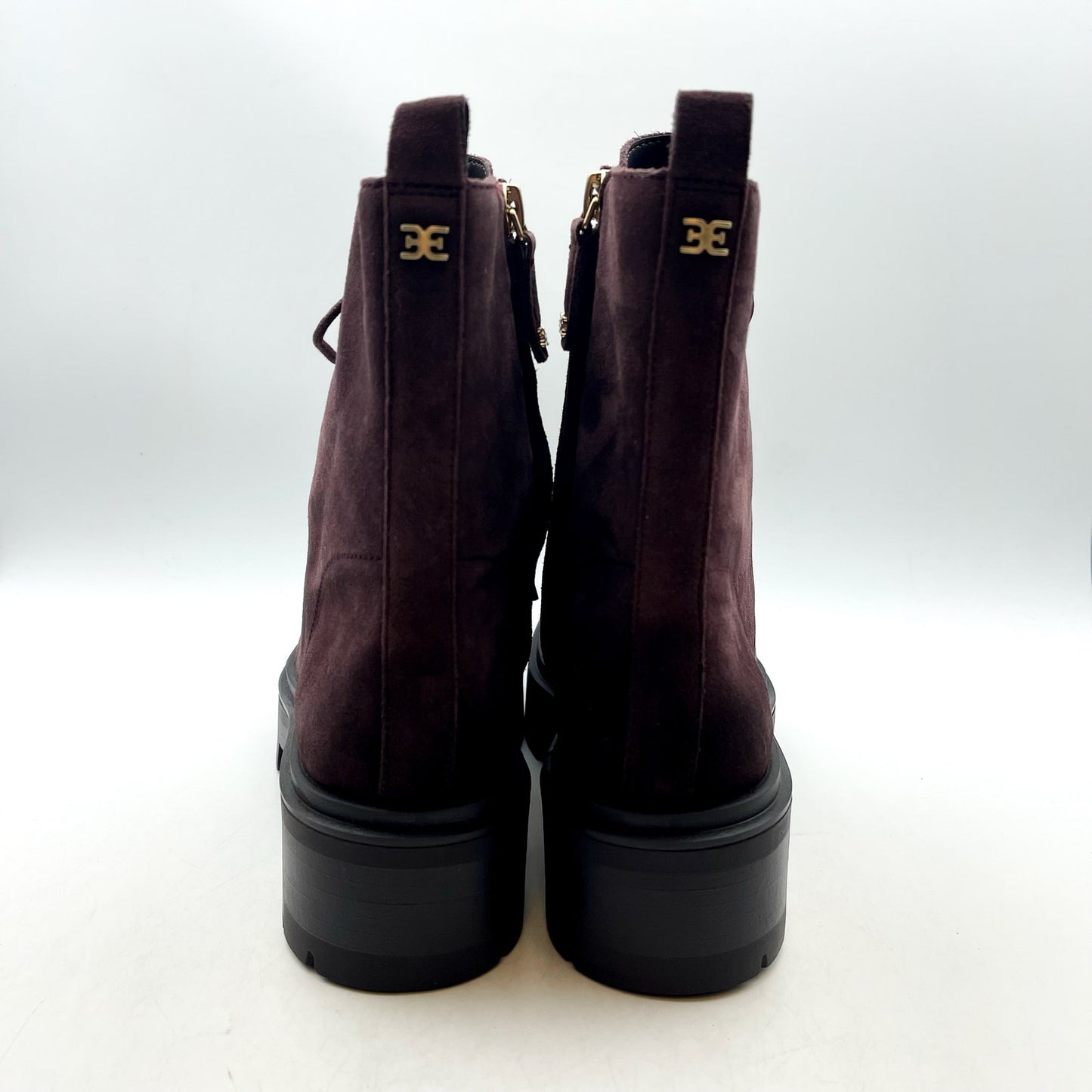 Sam Edelman Women Lovrin Platform Combat Boot US 8 M EU 38.5 Burgundy Suede NWOB