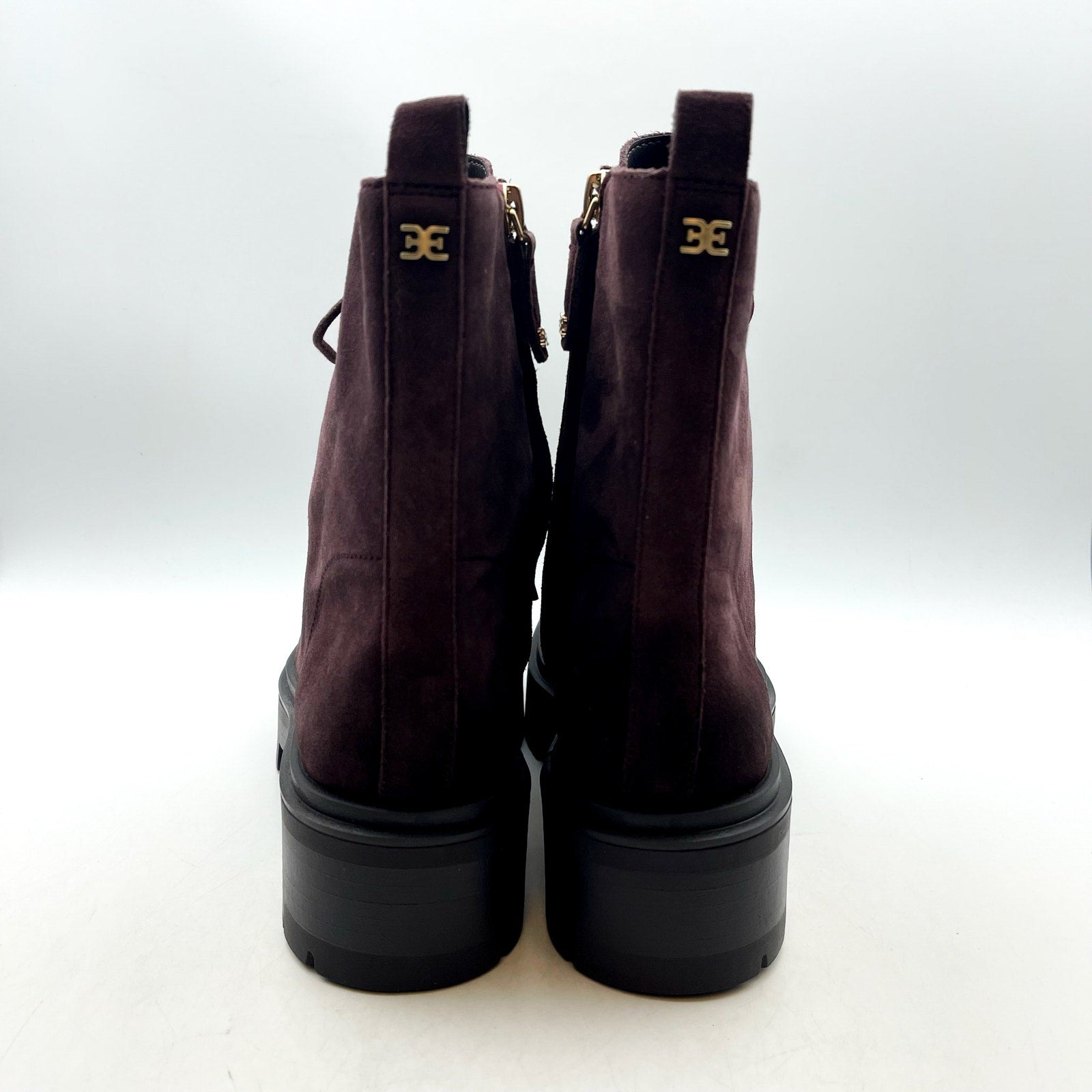 Sam Edelman Womens Lovrin Platform Combat Boots Size 8 Red Burgundy Suede NWOB