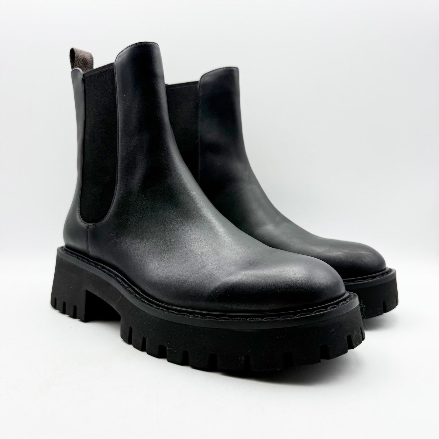 Michael Michael Kors Womens Asher Bootie US 8M Black Brown Leather Lug Ankle NIB