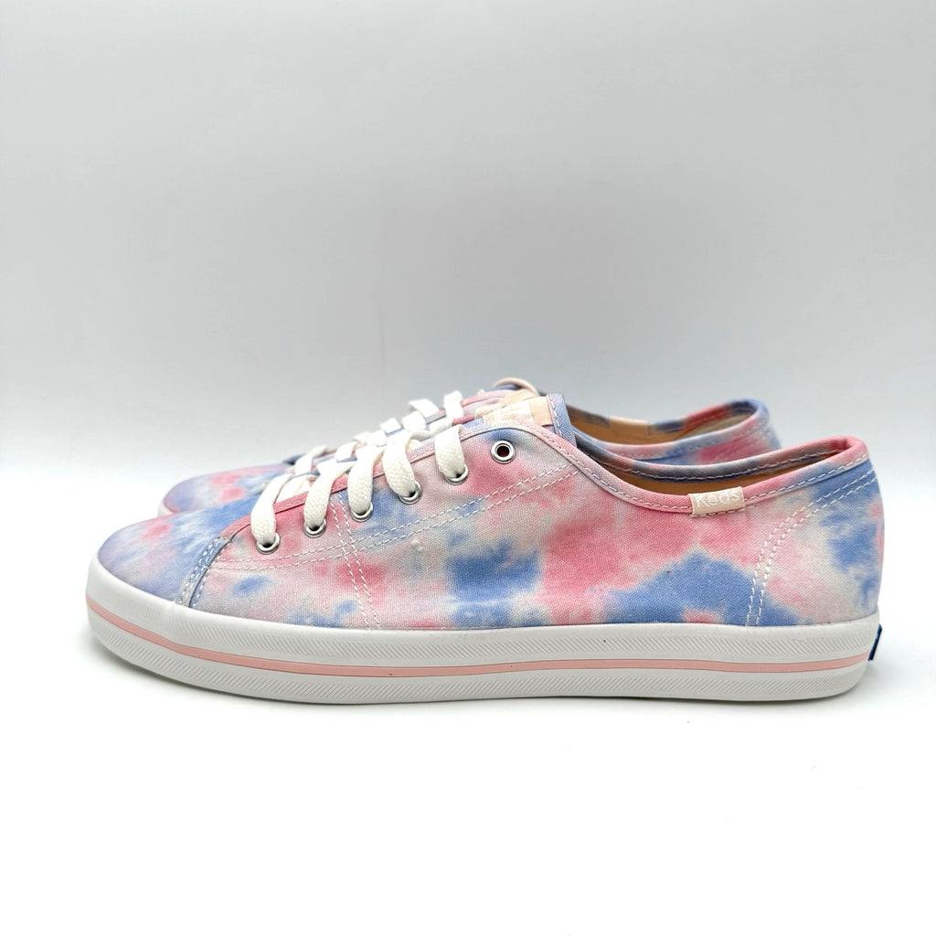 Keds Womens Kickstart Low Sneakers Size 8.5 Tie Dye Pink Blue Canvas NWOB