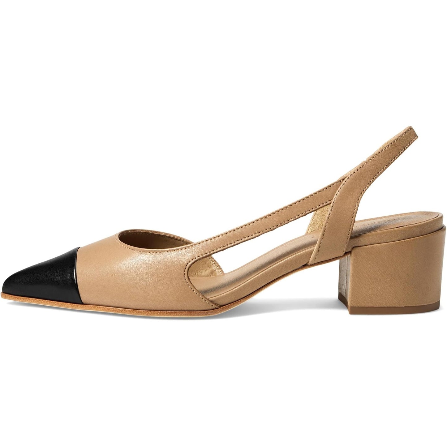 Bernardo Women Monroe Heel US 9.5 M Black Tan Leather Sling Back Pointed Toe NIB