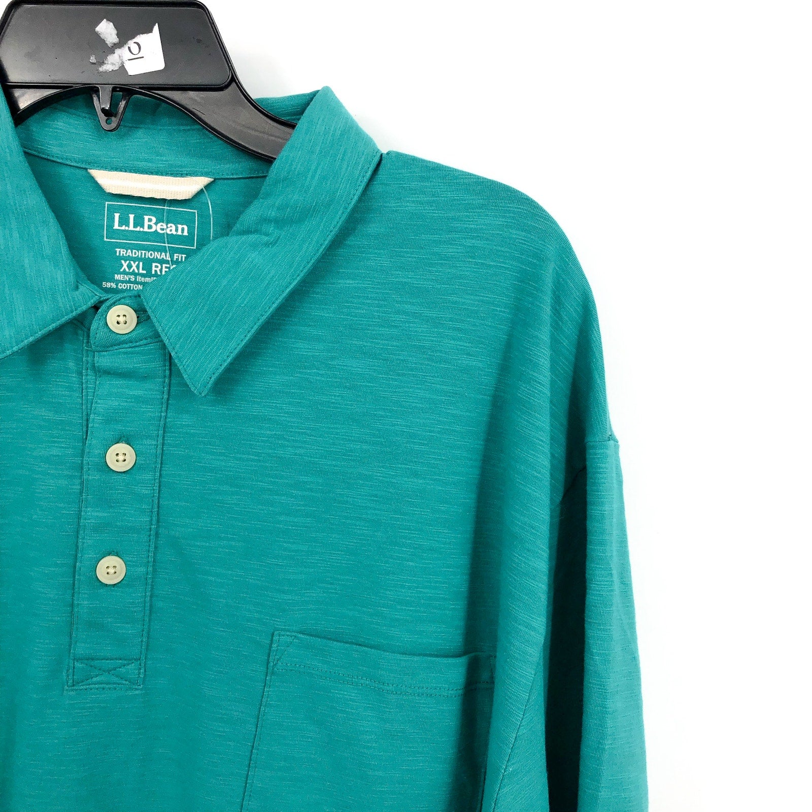 L.L.BEAN Mens Lakewashed Performance Polo Shirt XXL Blue-Green Short-Sleeve NWT