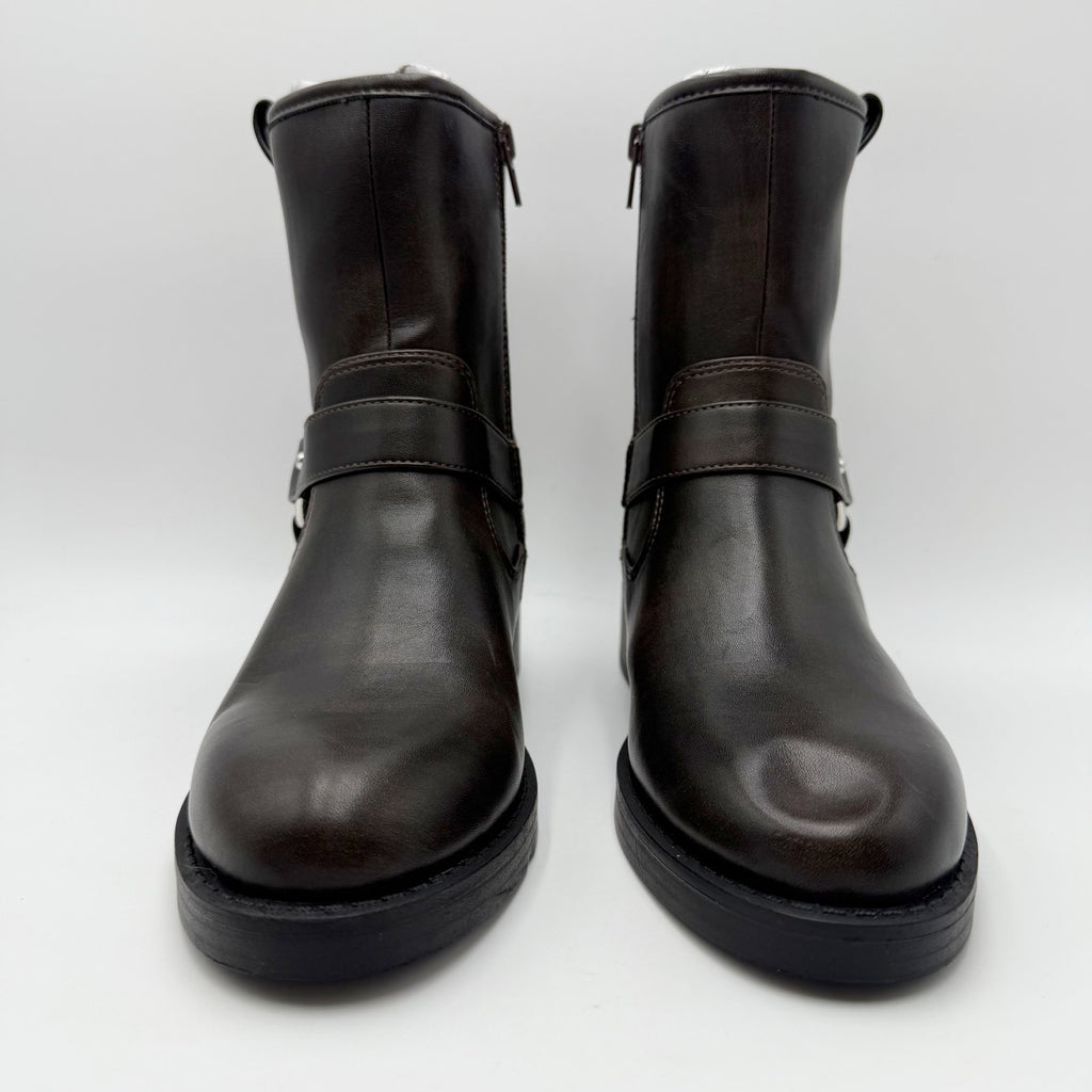 DV by Dolce Vita Womens Poca Harness-Strap Moto Boots Size 7 M Brown NWOB