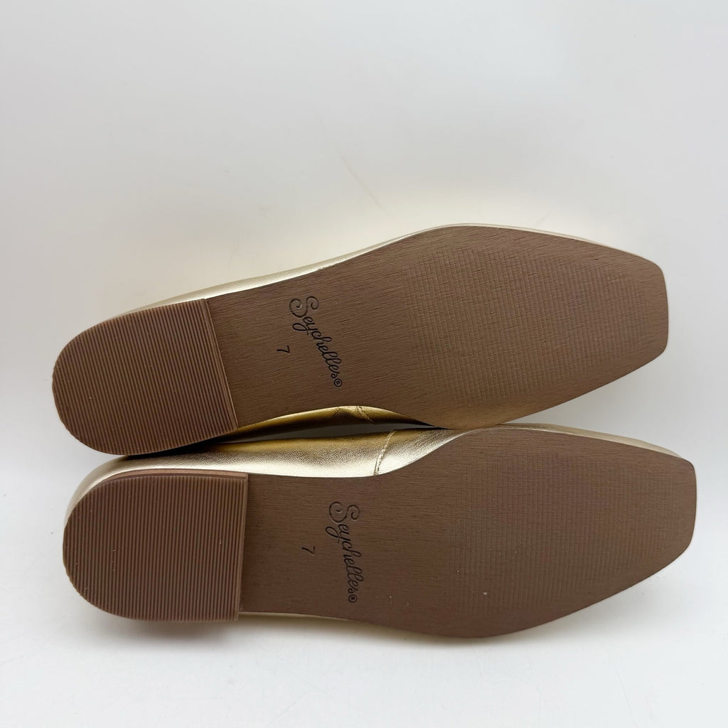 Seychelles Womens Little Things Flats US 7 EU 38 Platinum Gold Leather NWOB