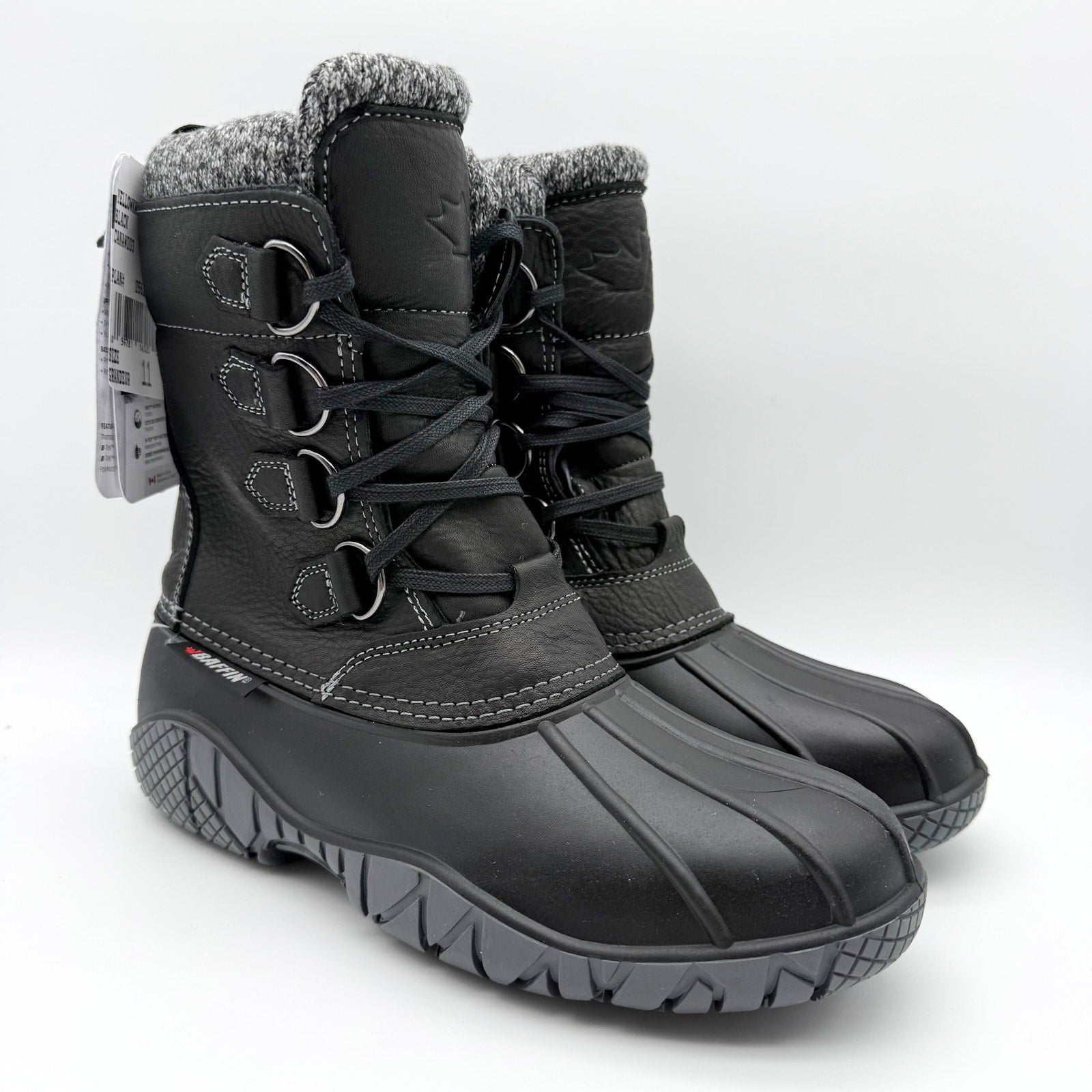 Baffin Women Yellowknife Snow Boots US 11 Black Leather Waterproof Insulated NIB