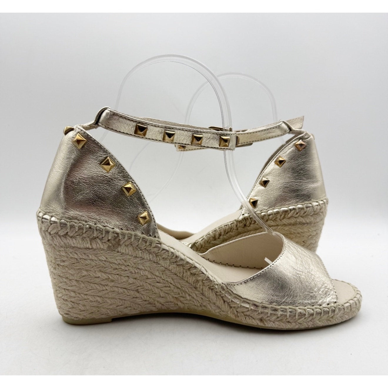 Eric Michael Women's Val Wedge Sandals EU 40 US 9 Gold Leather Metallic NWOB