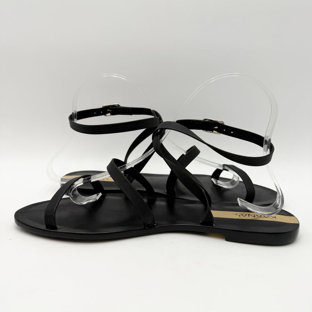 KAANAS Womens Vitoria Gladiator Flat Sandals Size 8 M Black NIB