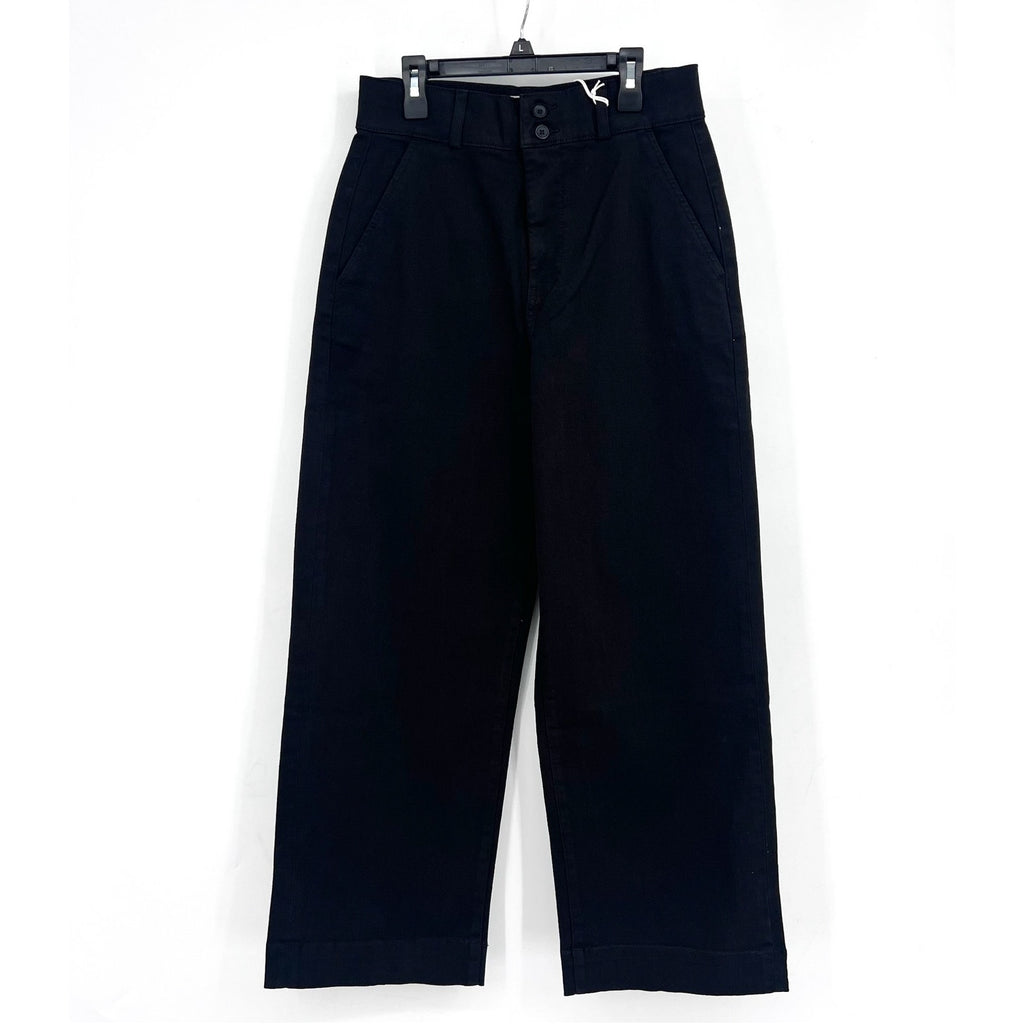 EVERLANE Womens Organic Wide-Leg Crop Pants Size 00 Black Chino Twill NWT