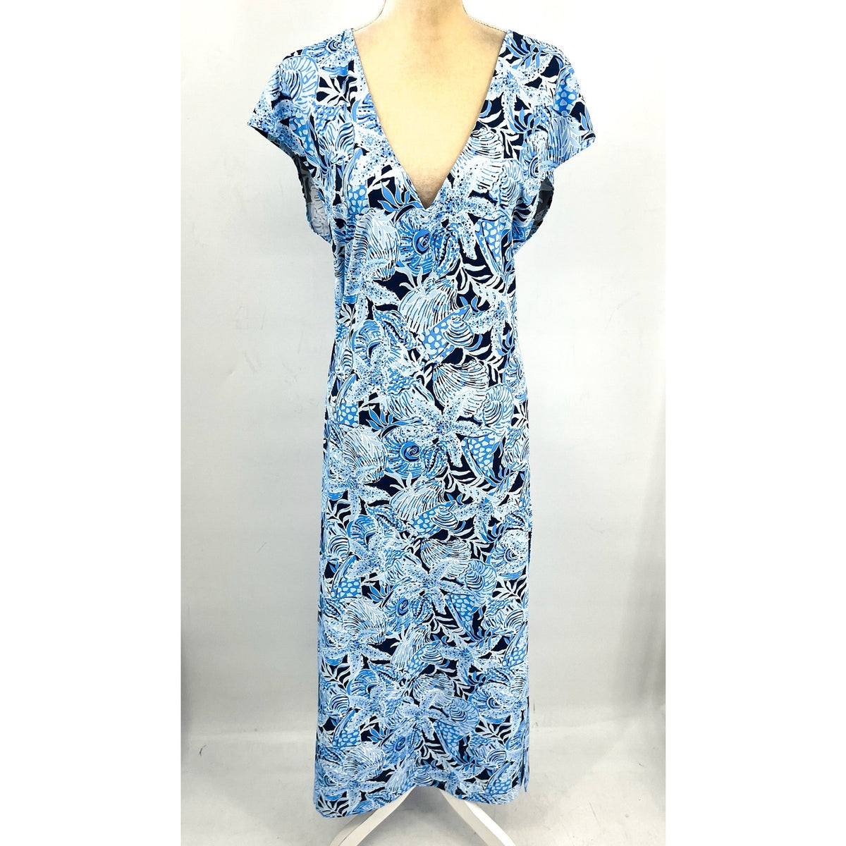 Lilly Pulitzer Talli Maxi Dress MEDIUM Bonaire Blue Coastal Cover Up Casual NWT