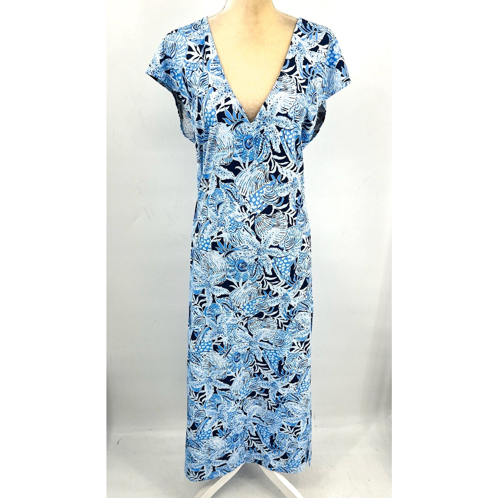 Lilly Pulitzer Talli Maxi Dress MEDIUM Bonaire Blue Coastal Cover Up Casual NWT