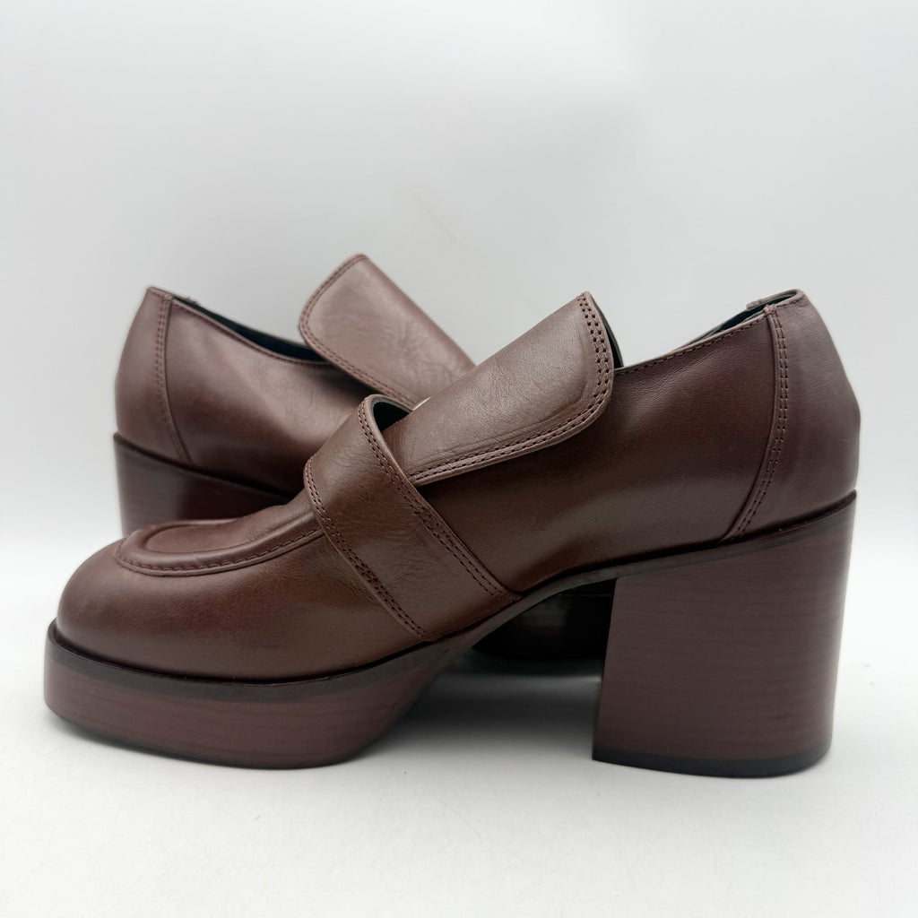 RE/DONE Womens Big Buckle Loafers EU 40 US 10 Dark Red Leather Heels EUC