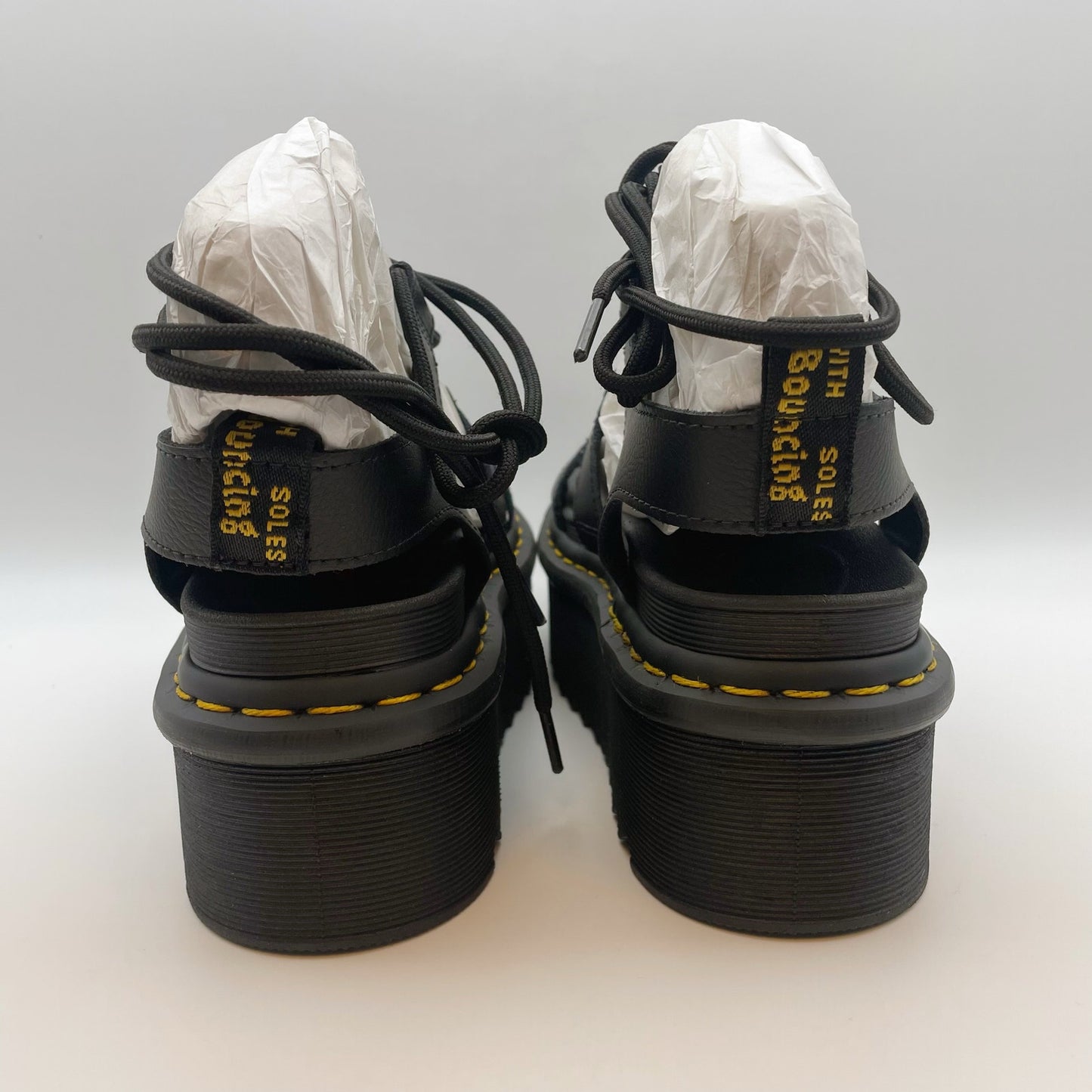 Dr. Marten Women Nartilla Long Platform Strappy Lace Sandal US 7 EU 38 Black NIB