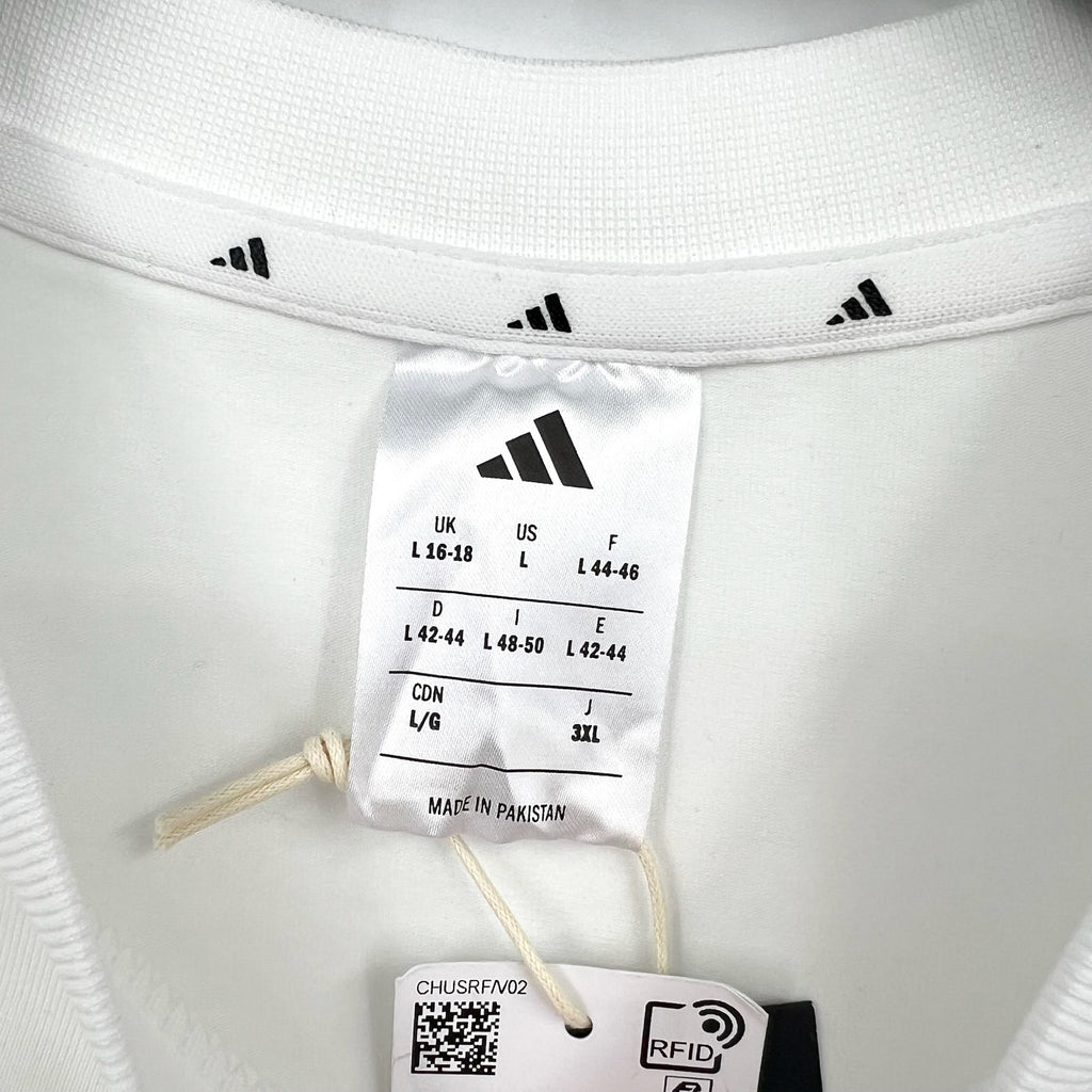 ADIDAS Essentials 3-Stripes Slim Baby Tee Large White Black Short Sleeve NWT