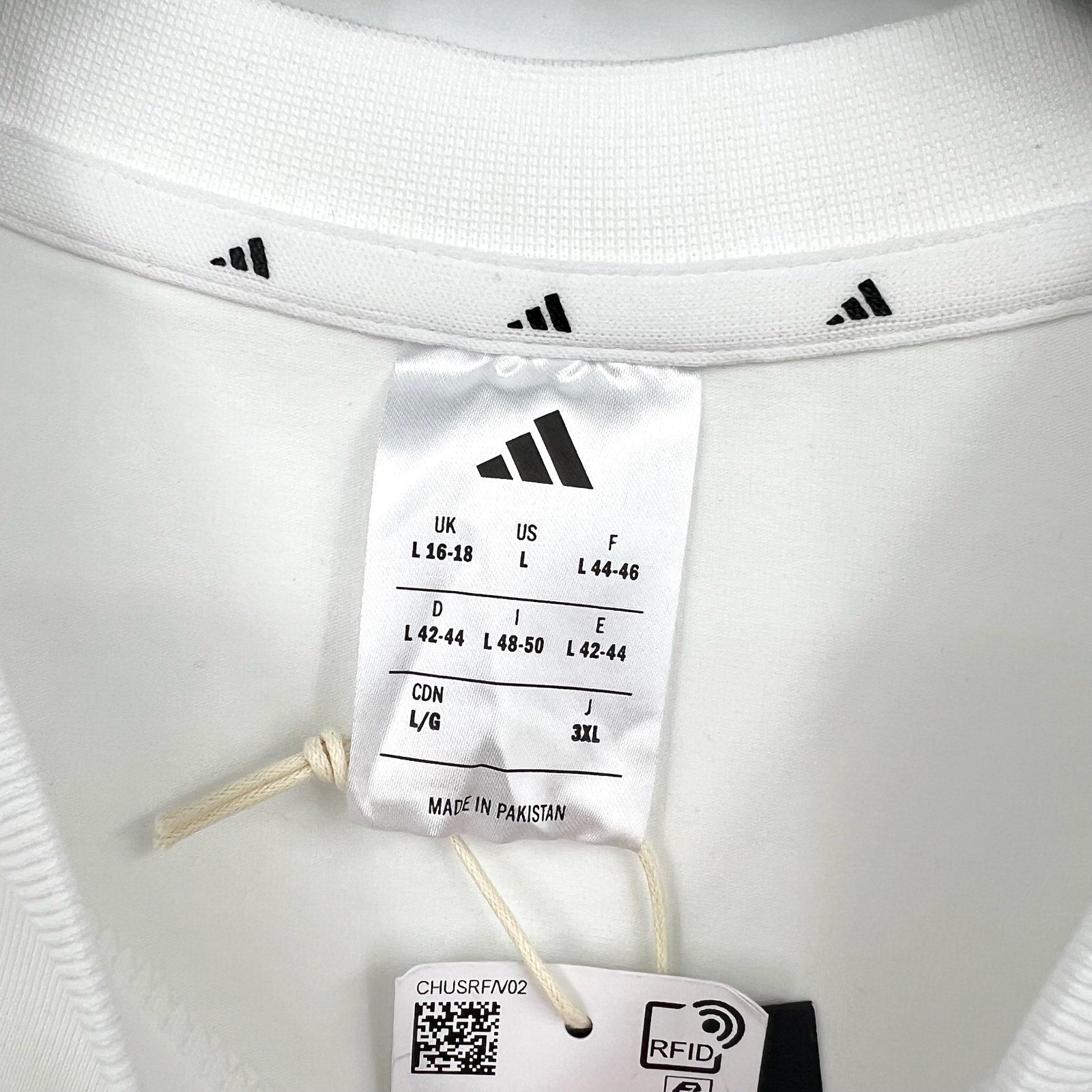 ADIDAS Essentials 3-Stripes Slim Baby Tee Large White Black Short Sleeve NWT