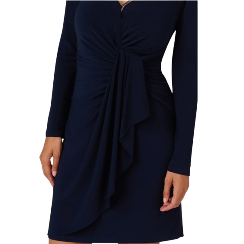 ADRIANNA PAPELL Long Sleeve Sheath Dress Size 10 Midnight Blue Cocktail NWT