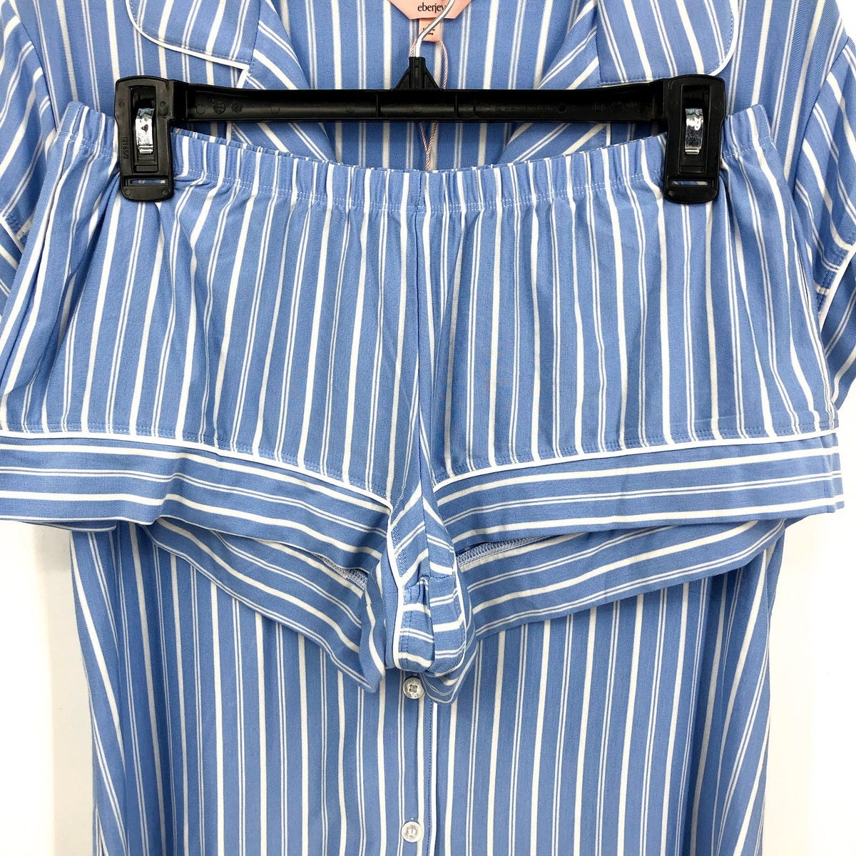 EBERJEY Womens Gisele Shorties PJ Set Small Blue Nordic Stripe Tencel Modal NWOT