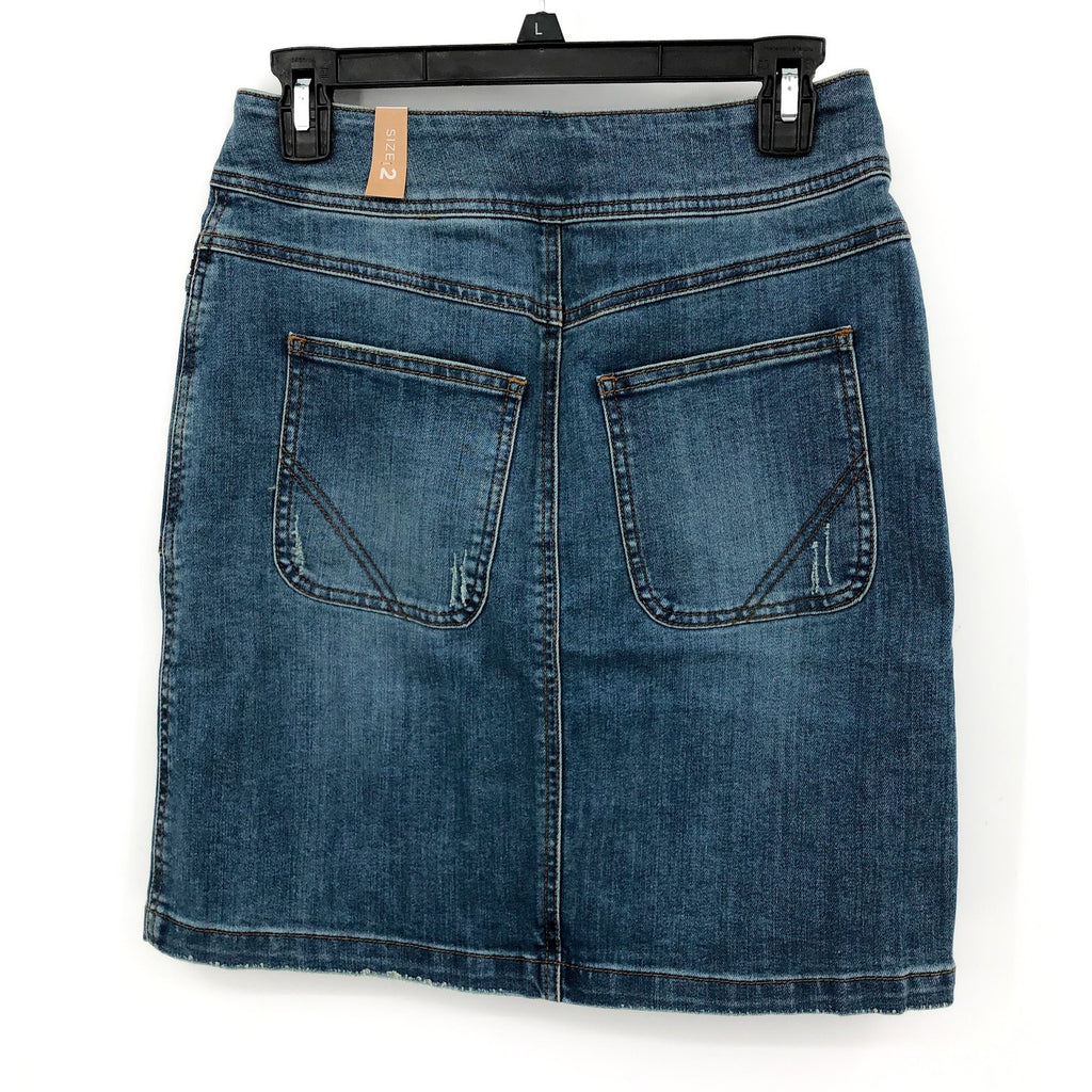 PRANA Women's Broadway Denim Pencil Skirt Size 2 True Blue Organic Cotton NWT