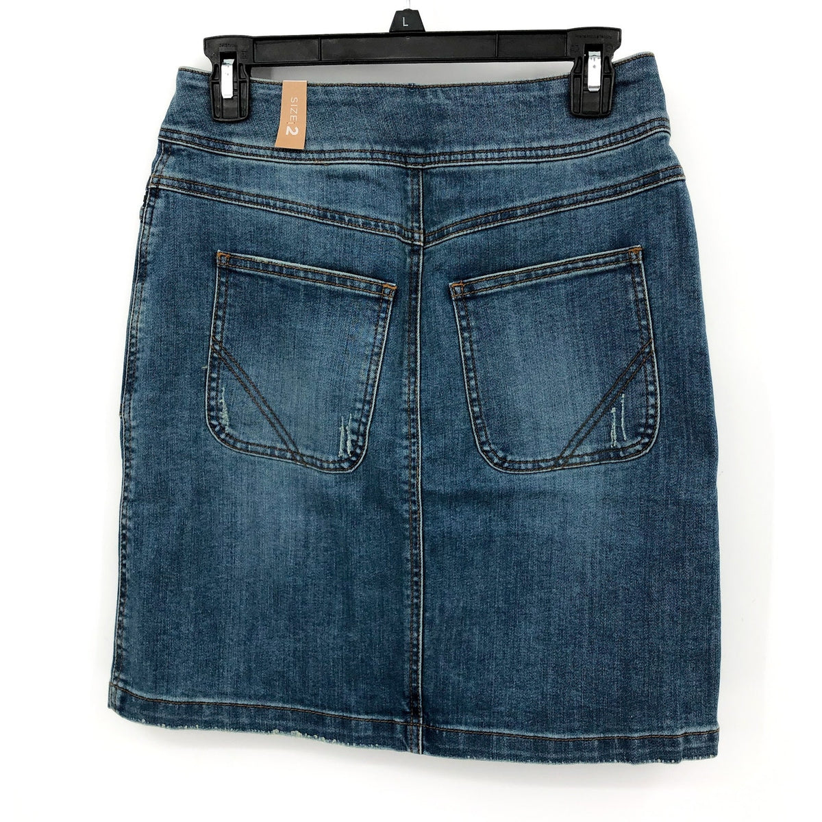 PRANA Women's Broadway Denim Pencil Skirt Size 2 True Blue Organic Cotton NWT