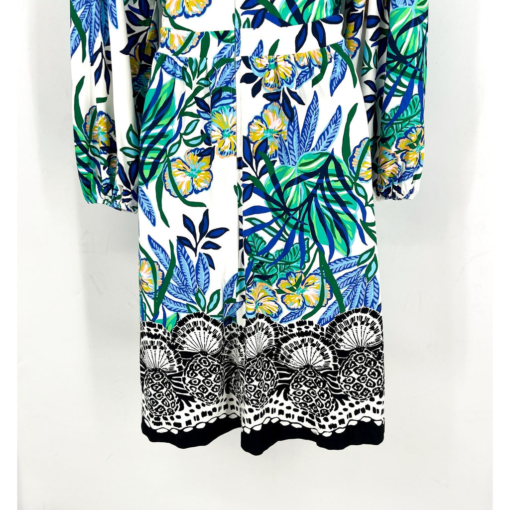 LILLY PULITZER Womens Wexlee Print Dress Size 8 White Green Golden Hour Glam NWT