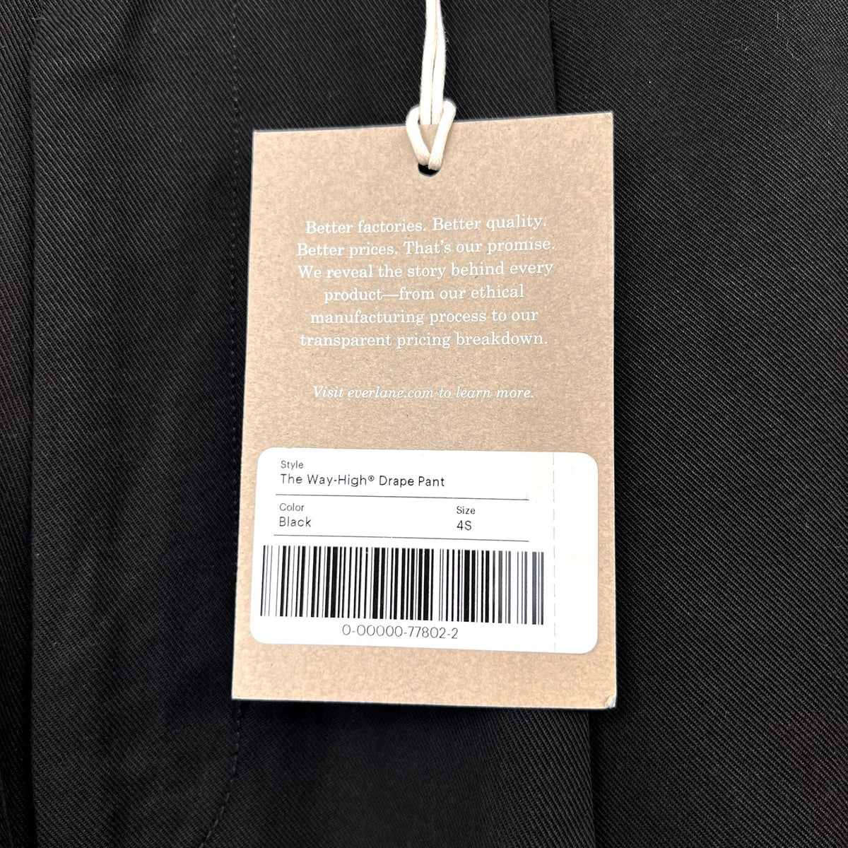 Everlane Womens The Way-High Drape Pants Sz 4 30" Inseam Pleated Black NWT