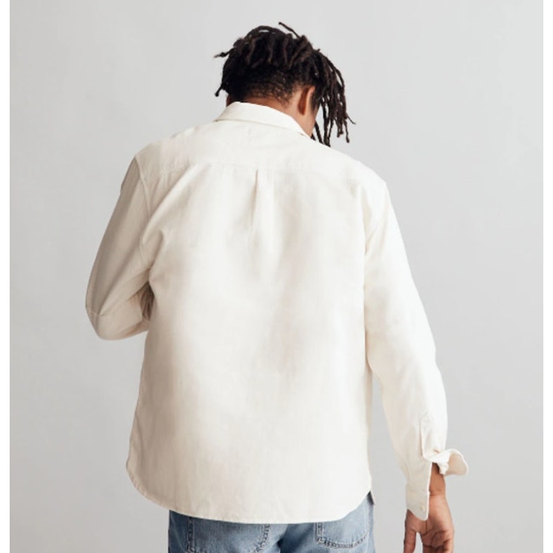 MADEWELL Men's Garment-Dyed Work Shirt Large Cream Long Sleeve NB643 NWT