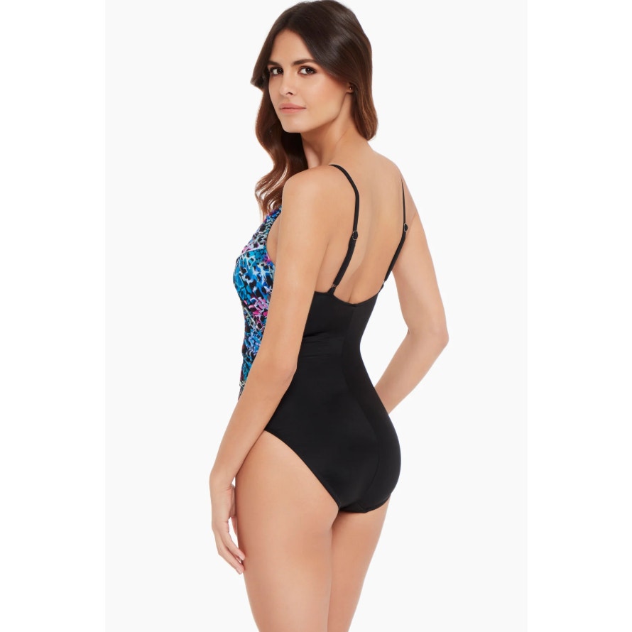 MAGICSUIT Lisa One Piece Swimsuit Size 8 Blue Black Social Butterfly NWT