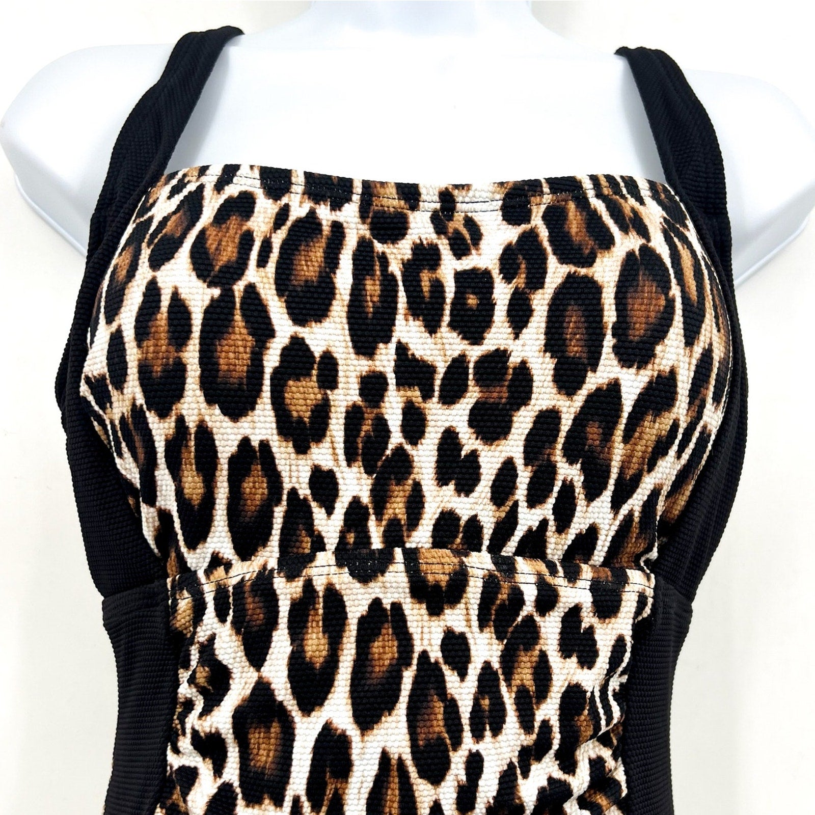 TOMMY BAHAMA Women's Island Cays Leopard One-Piece Swimsuit Size 4 Black Tan NWT
