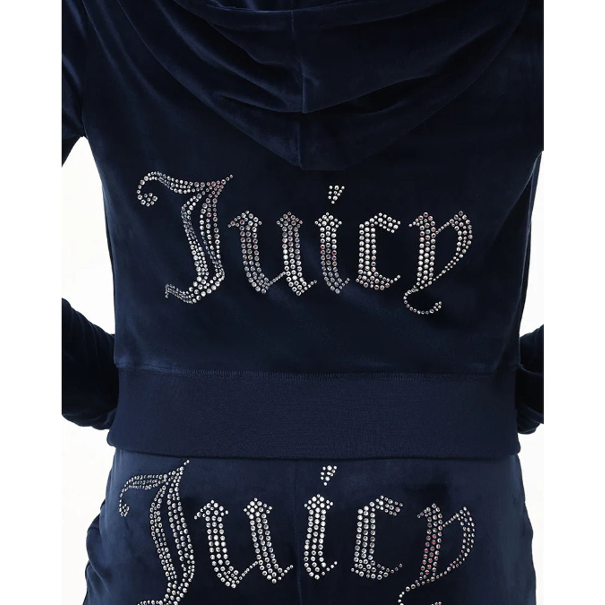 JUICY COUTURE Women's OG Big Bling Velour Hoodie Medium Regal Blue Zip NWT