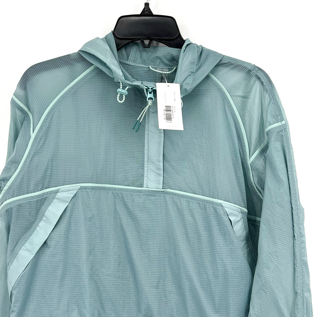 OUTDOOR VOICES Women's Windbreaker Pullover Small Storm Green Hoodie Jacket NWT