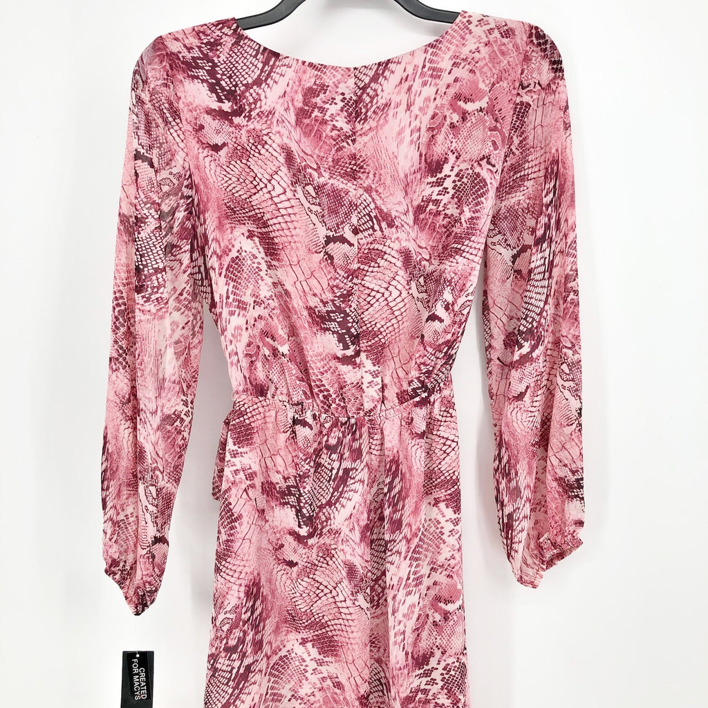 INC International Concepts Maxi Dress Size 10 Pink Chiffon Snake Print NWT