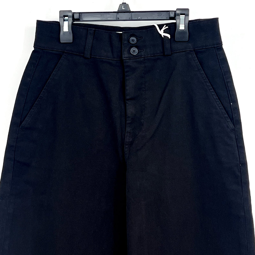 EVERLANE Womens Organic Wide-Leg Crop Pants Size 2 Black Chino Stretch Twill NWT