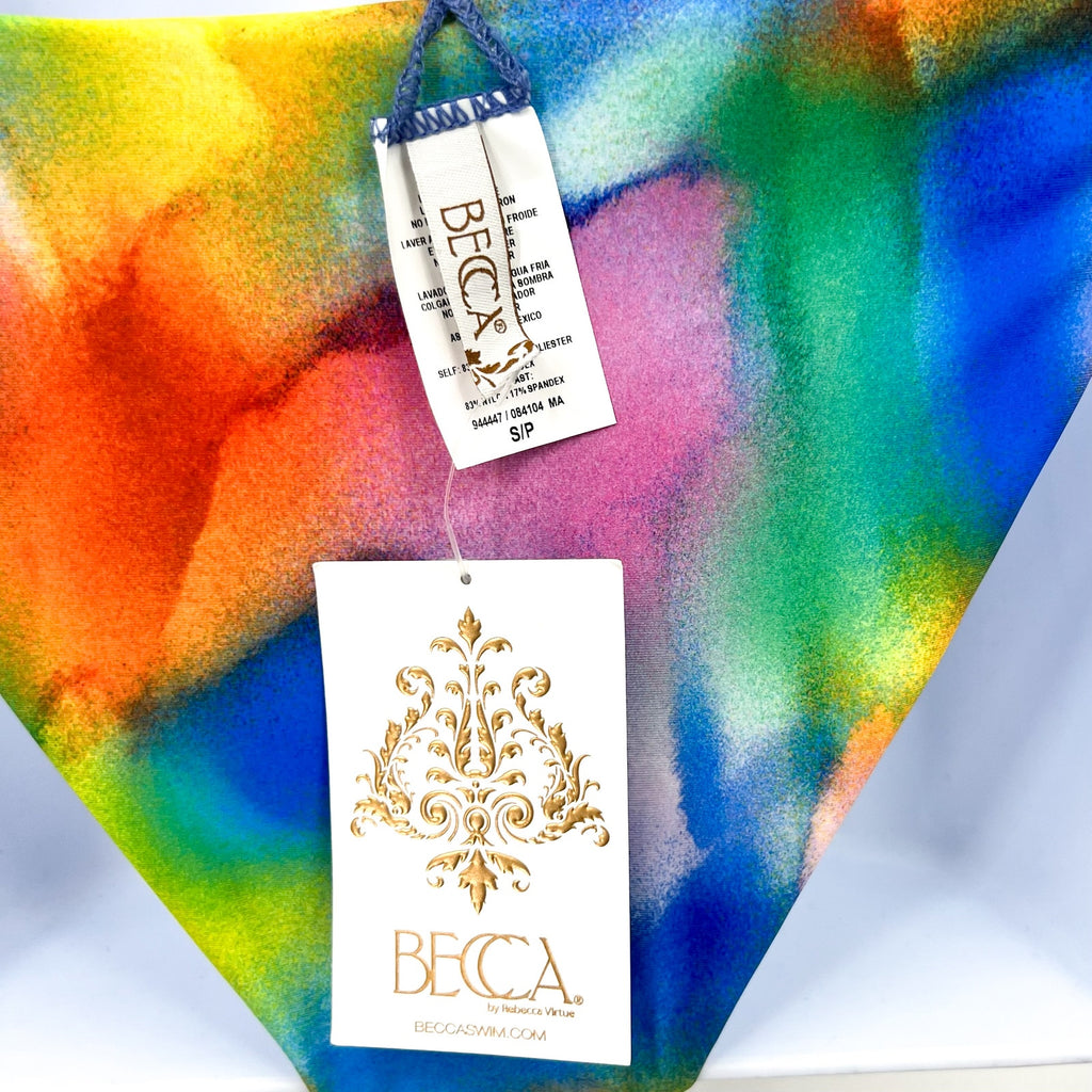 BECCA Women's Paper Mache Reversible Tie Side Bikini Bottom Small Rainbow NWT