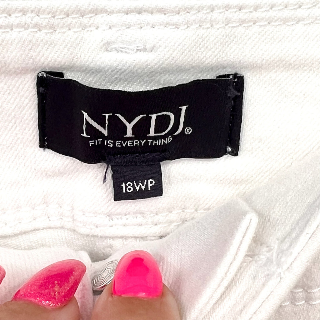 NYDJ Womens Cool Embrace Wide Leg Crop Jeans 18W PETITE Optic White NWT