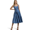 LAUREN RALPH LAUREN Tie-Front Tiered Midi Dress Size 0 Blue Sundress Tank NWT