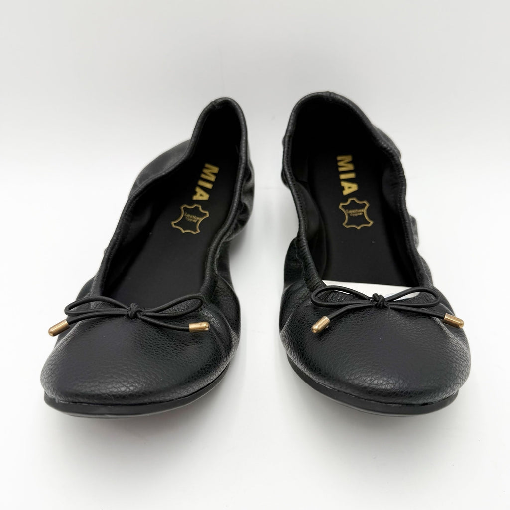 MIA Womens URI Ballet Flats Size 7.5 M Black Leather NWOB