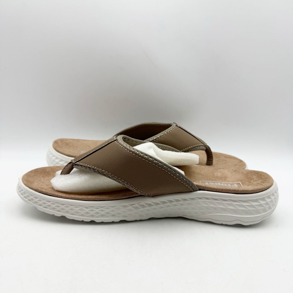 Propet Womens TravelActiv FT Flip Flop Sandals Size 9 Narrow Tan NWOB