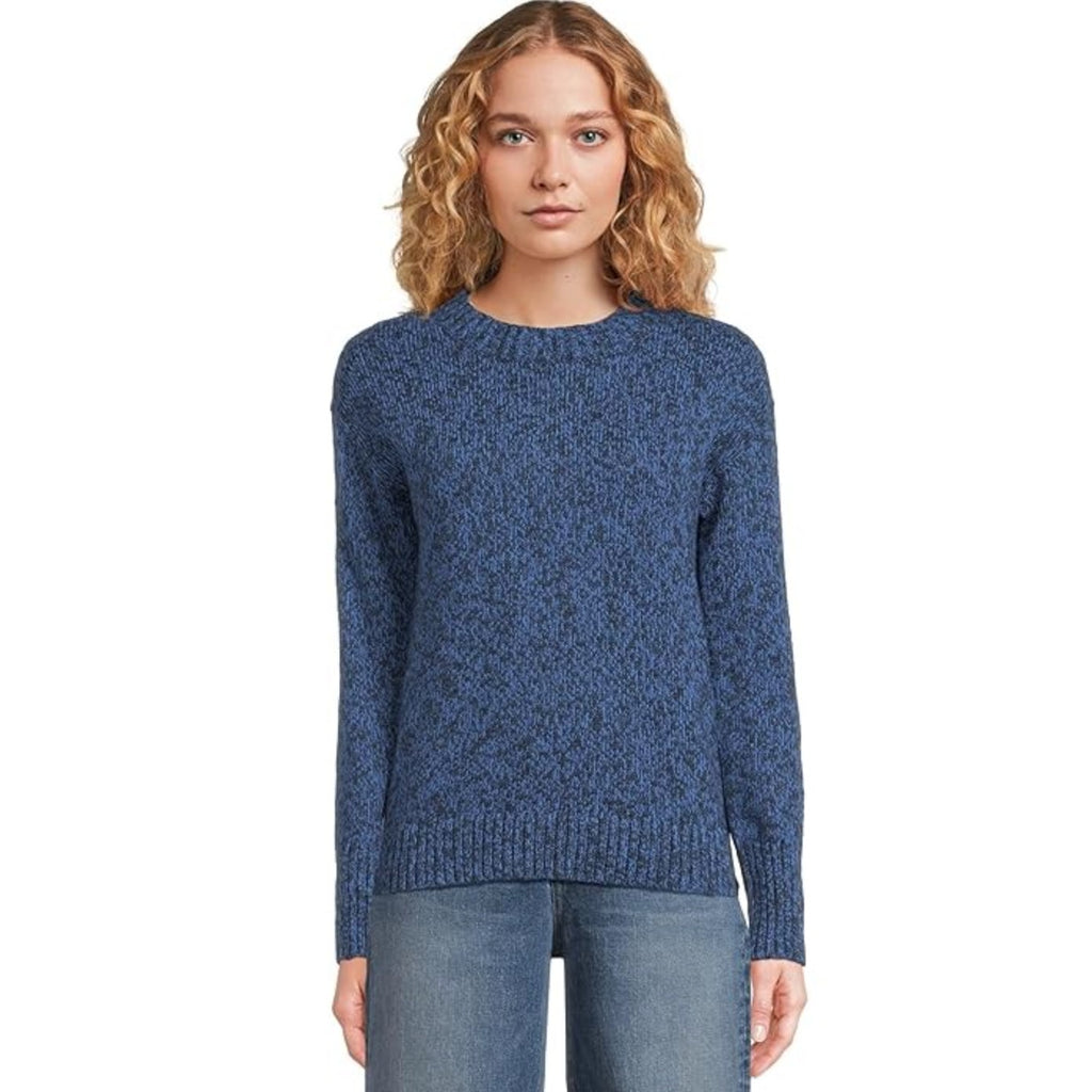 L.L BEAN Women's Cotton Ragg Sweater Medium Classic Navy Blue Crewneck NWT