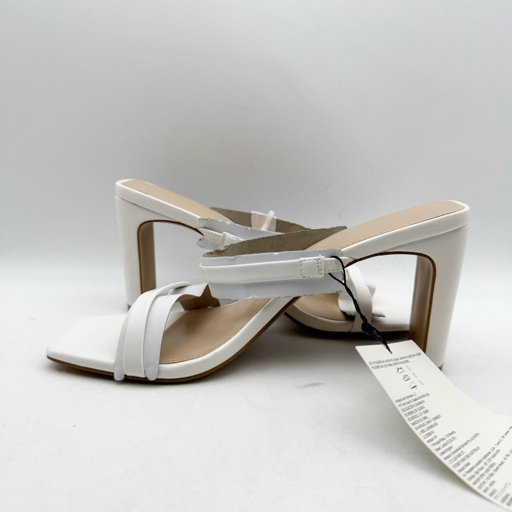 The Drop Womens Avery Heeled Sandals Size 7 White 2-Strap Block Heel NWOB