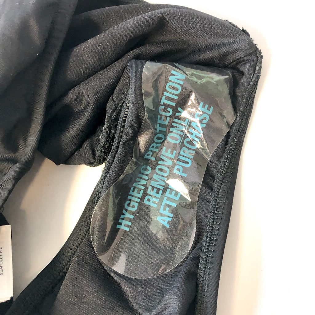 SEAFOLLY COLLECTIVE Women's One Piece Swimsuit US 14 Black Cap Sleeve NWT