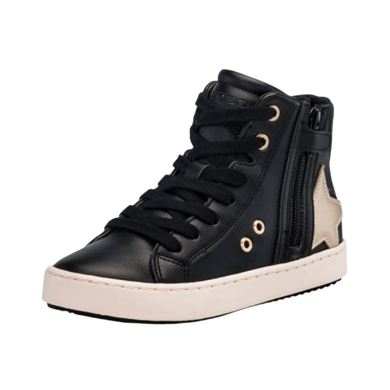 GEOX Girls J Kalispera High Top Sneakers US 3.5 EU 35 Black Star Lace Up NIB