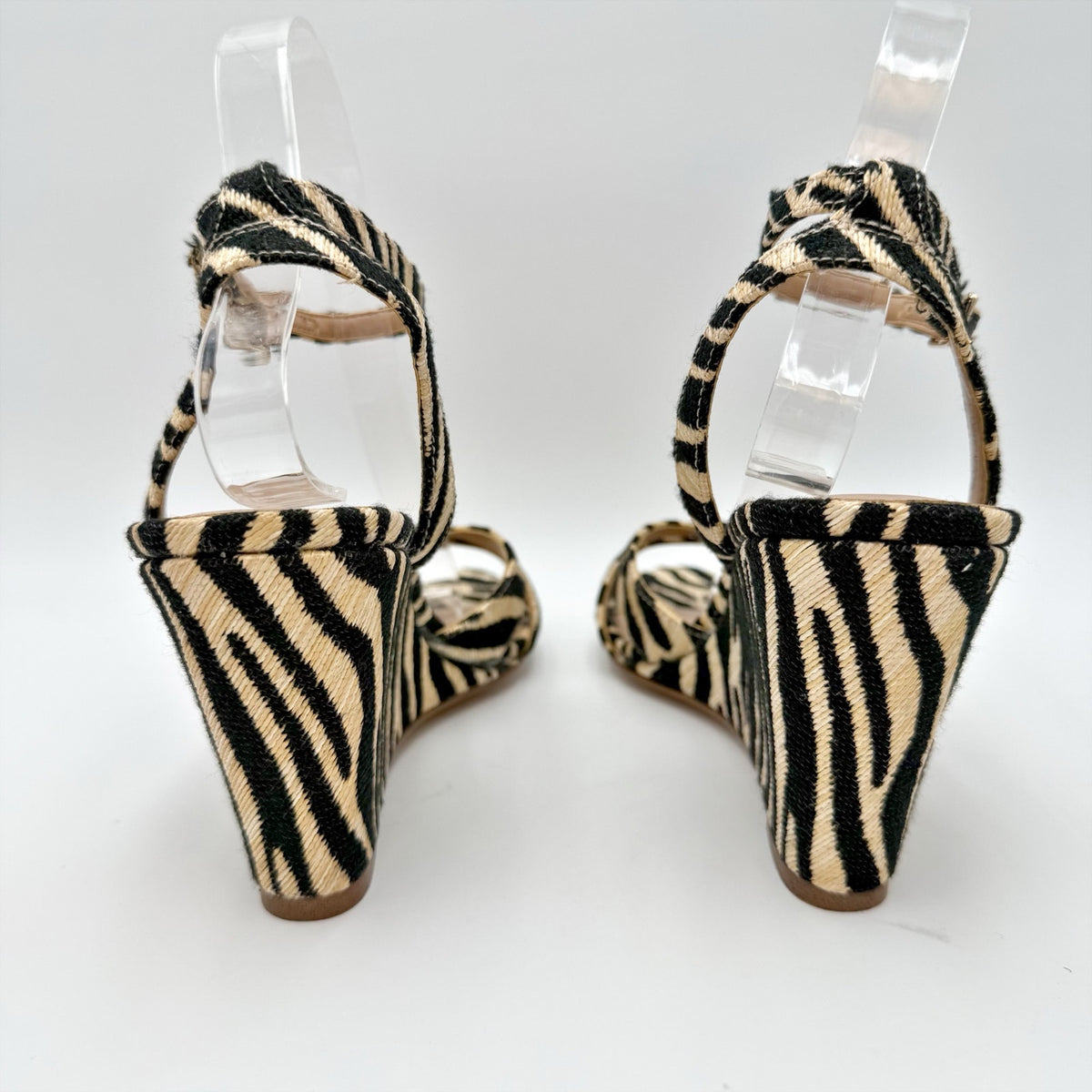 Steve Madden Womens Harbor Wedge Sandals Size 8 M Zebra Brown Black NIB